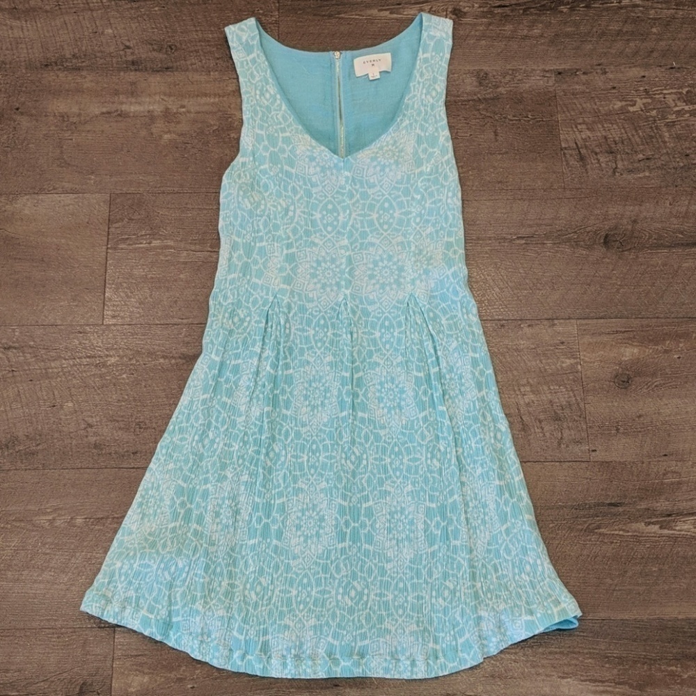 Anthropologie Everly Turquoise Floral Sleeveless Dress Sz S